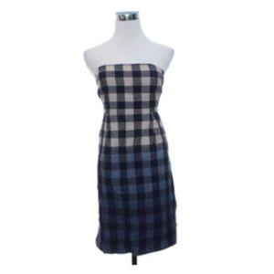 GAP Blue Plaid Ombre Strapless Dress, Size 10